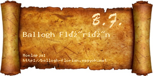 Ballogh Flórián névjegykártya